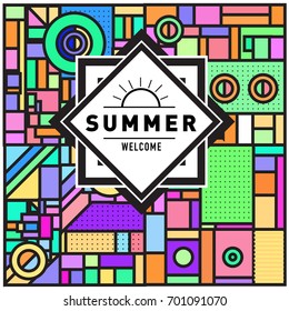 Abstract Geometric Summer poster and banner. Fashion and Travel discount and Promotion design with retro style. Vector illustration with special holiday offer.
