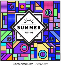 Abstract Geometric Summer poster and banner. Fashion and Travel discount and Promotion design with retro style. Vector illustration with special holiday offer.