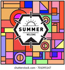 Abstract Geometric Summer poster and banner. Fashion and Travel discount and Promotion design with retro style. Vector illustration with special holiday offer.