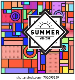 Abstract Geometric Summer poster and banner. Fashion and Travel discount and Promotion design with retro style. Vector illustration with special holiday offer.