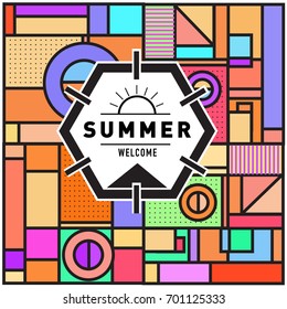 Abstract Geometric Summer poster and banner. Fashion and Travel discount and Promotion design with retro style. Vector illustration with special holiday offer.