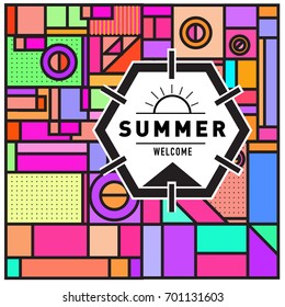 Abstract Geometric Summer poster and banner. Fashion and Travel discount and Promotion design with retro style. Vector illustration with special holiday offer.