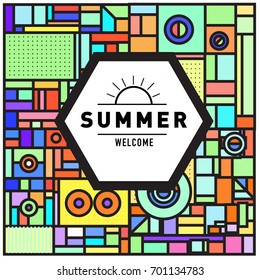 Abstract Geometric Summer poster and banner. Fashion and Travel discount and Promotion design with retro style. Vector illustration with special holiday offer.