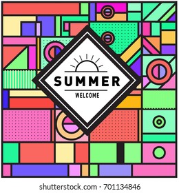 Abstract Geometric Summer poster and banner. Fashion and Travel discount and Promotion design with retro style. Vector illustration with special holiday offer.