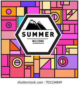 Abstract Geometric Summer poster and banner. Fashion and Travel discount and Promotion design with retro style. Vector illustration with special holiday offer.