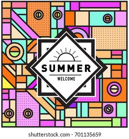 Abstract Geometric Summer poster and banner. Fashion and Travel discount and Promotion design with retro style. Vector illustration with special holiday offer.