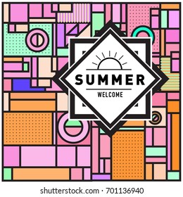 Abstract Geometric Summer poster and banner. Fashion and Travel discount and Promotion design with retro style. Vector illustration with special holiday offer.