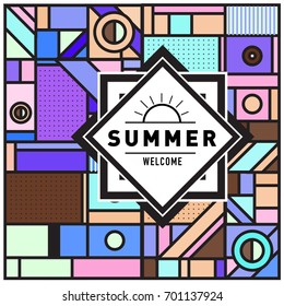 Abstract Geometric Summer poster and banner. Fashion and Travel discount and Promotion design with retro style. Vector illustration with special holiday offer.