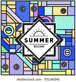 Abstract Geometric Summer poster and banner. Fashion and Travel discount and Promotion design with retro style. Vector illustration with special holiday offer.