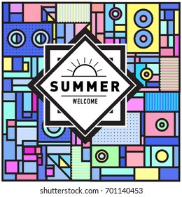 Abstract Geometric Summer poster and banner. Fashion and Travel discount and Promotion design with retro style. Vector illustration with special holiday offer.