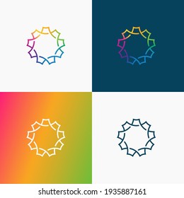 Abstract geometric sun logo with rainbow color which looks unique and eye catchy. the lines are circular and form an infinite path. This logo is versatile.