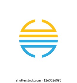abstract geometric sun set logo vector