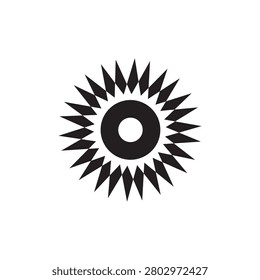 Abstract geometric sunburst logo icon with sharp diamond-shaped rays around a center ring isolated on white background