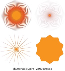 Abstract Geometric Sunburst  vector Icons Set