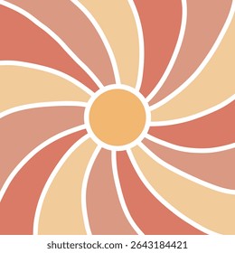 Abstract Geometric Sunburst in Warm Tones With a Central Circle. Suitable for design projects, wallpapers, or textures