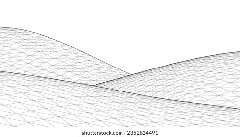 abstract geometric surface wave 3d rendering