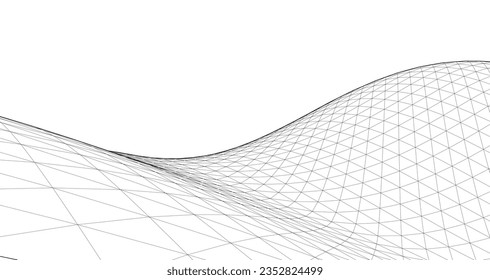 abstract geometric surface wave 3d rendering