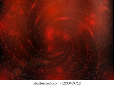 Abstract geometric swirl. Bright background with curved shining geometric shapes, dotted shapes. Design element. Vector illustration