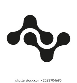 Abstract geometric symbol. Black connected dots. Modern vector design. Circular pattern element.