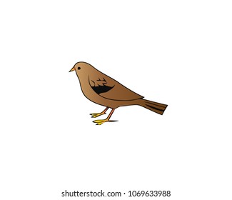 Abstract geometric symbol of brown sparrow. Silhouette of small passerine bird. Graphic element for logo, print, environmental banner or flyer. Vector illustration in flat style isolated on white.