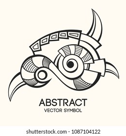 Abstract geometric symbol. Concept of imagination, magic, alchemy, religion, philosophy, spirituality, occultism, creativity. Linear logo and spiritual design. Vector illustration.