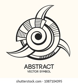 Abstract geometric symbol. Concept of imagination, magic, alchemy, religion, philosophy, spirituality, occultism, creativity. Linear logo and spiritual design. Vector illustration.