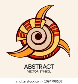 Abstract geometric symbol. Concept of imagination, magic, alchemy, religion, philosophy, spirituality, occultism, creativity. Linear logo and spiritual design. Vector color illustration.