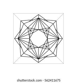 Abstract geometric symbol isolated on white background. Symmetric black outline web design element. Can be used as a coloring book page. Vector
