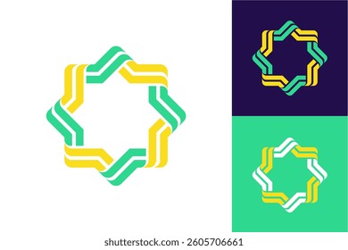Abstract Geometric Symbol Logo with Intertwined Star Shapes