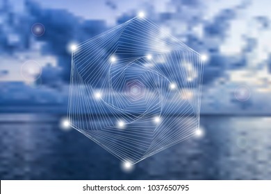 Abstract geometric symbol on blurred natural background. Sacred geometry, occult, spirituality concept.