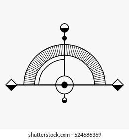 Abstract geometric symbol. Sacred geometry sign. Concept of imagination, magic, alchemy, religion, philosophy, spirituality, occultism, creativity. Linear logo and spiritual design. Vector elements.