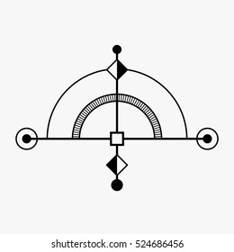 Abstract geometric symbol. Sacred geometry sign. Concept of imagination, magic, alchemy, religion, philosophy, spirituality, occultism, creativity. Linear logo and spiritual design. Vector elements.