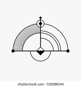 Abstract geometric symbol. Sacred geometry sign. Concept of imagination, magic, alchemy, religion, philosophy, spirituality, occultism, creativity. Linear logo and spiritual design. Vector elements.