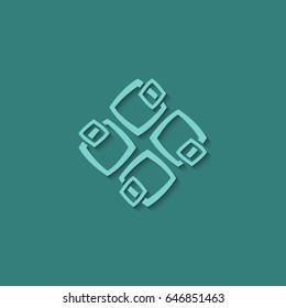 Abstract geometric symbol with shadow. Template emblem badge. Logo.