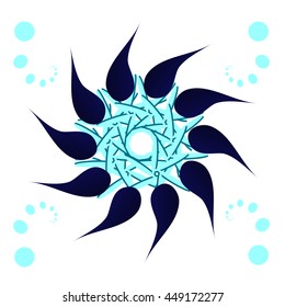 Abstract geometric symmetry logo. Vector round ornamental symbol