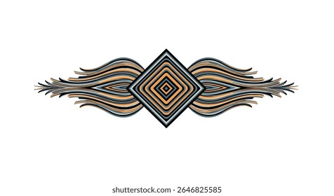 Padrão de simetria geométrica abstrata com elementos orgânicos ondulantes para projetos de design decorativo