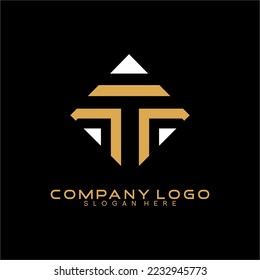 Resumen del diseño del logotipo del vector de letras T geométricas con triángulos.