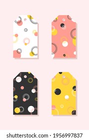 Abstract geometric tag set - Label, badge, price tag template, collection for hand made artists, craftsmen - Vector illustration isolated