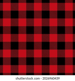 Abstract geometric tartan check seamless pattern. Buffalo check plaid gingham checker black, red. Endless texture with for decorative paper, fabric. Vector Christmas background. 