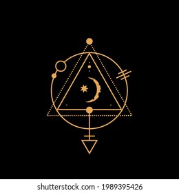abstract geometric Tattoo, astrology, alchemy, boho and magic symbol