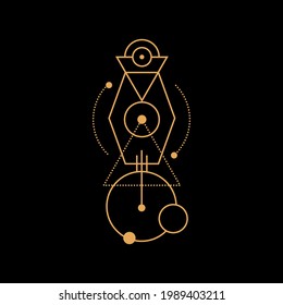abstract Geometric Tattoo, astrology, alchemy, boho and magic symbol