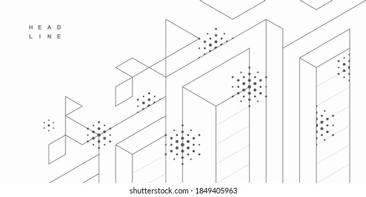 Resumen del fondo tecnológico geométrico. Construcción arquitectónica. Diseño creativo vectorial.