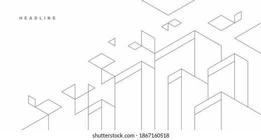 Abstract geometric technological background. Architectural construction. Vector creative design.