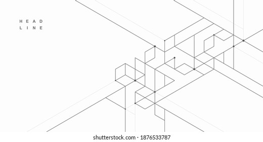 Abstract geometric technological background. Architectural construction. Vector creative graphic design.