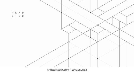 Abstract geometric technological background. Architectural construction. Vector creative design.