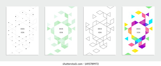 Abstract geometric technological banner. Corporate identity flyer. Vector set background. 