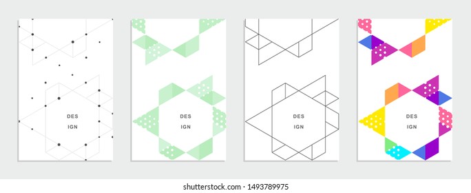 Abstract geometric technological banner. Corporate identity flyer. Vector set background. 