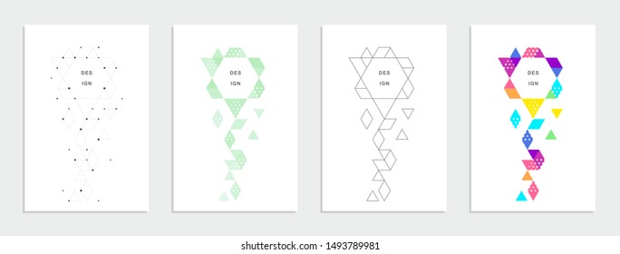 Abstract geometric technological banner. Corporate identity flyer. Vector set background. 