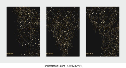 Abstract geometric technological banner. Corporate identity flyer. Vector set background. 