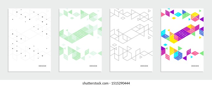 Abstract geometric technological banner. Corporate identity flyer. Vector set background. 